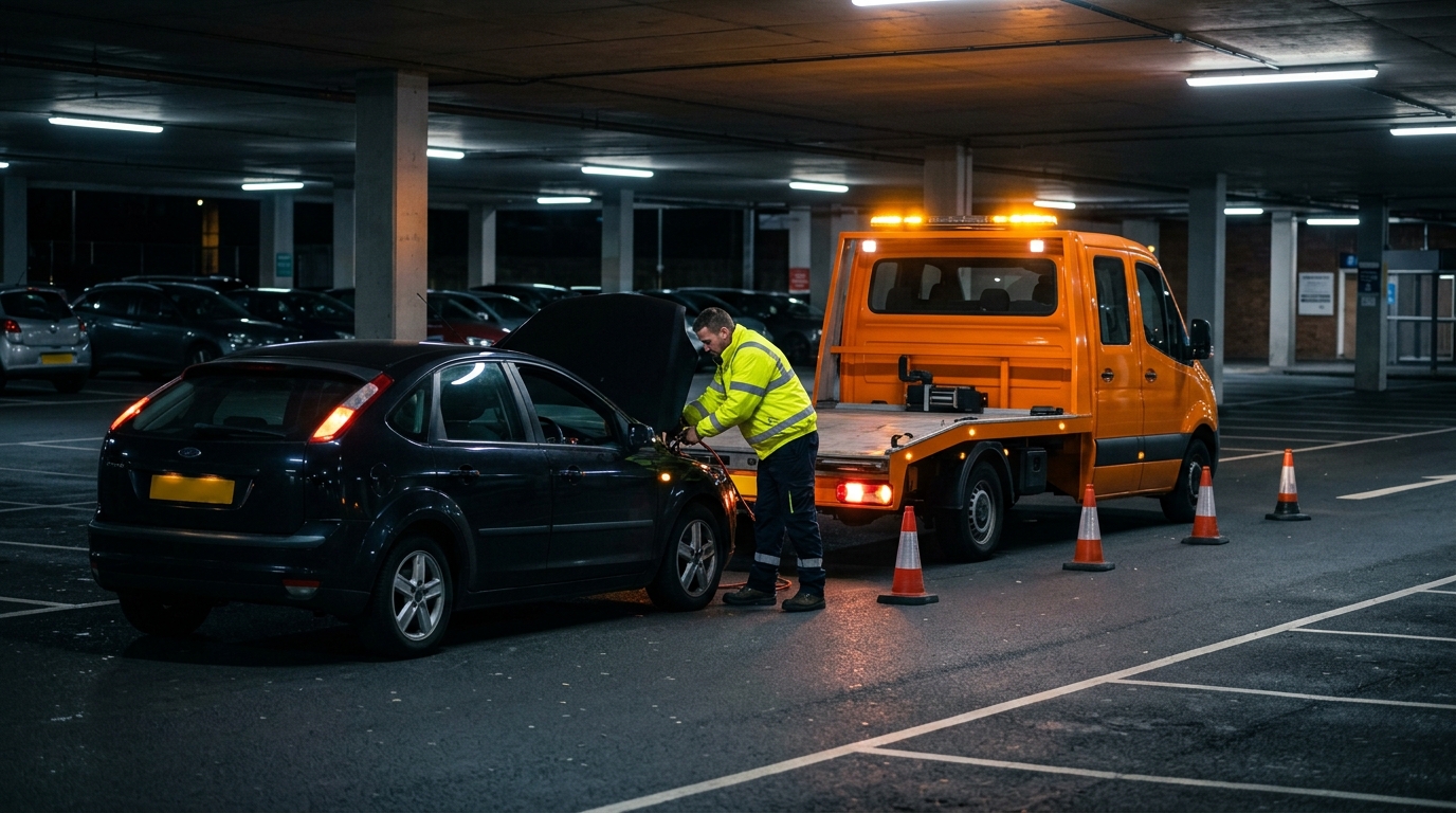 MW Recovery Services van responding to a car lockout call in Greater Manchester