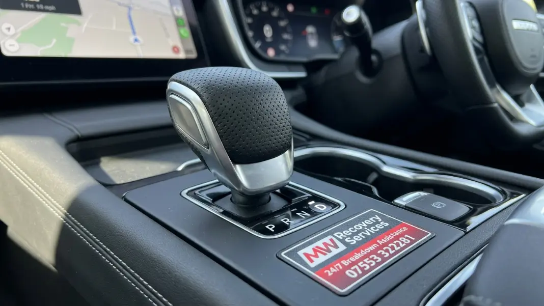Automatic gear selector showing P R N D positions inside modern car interior