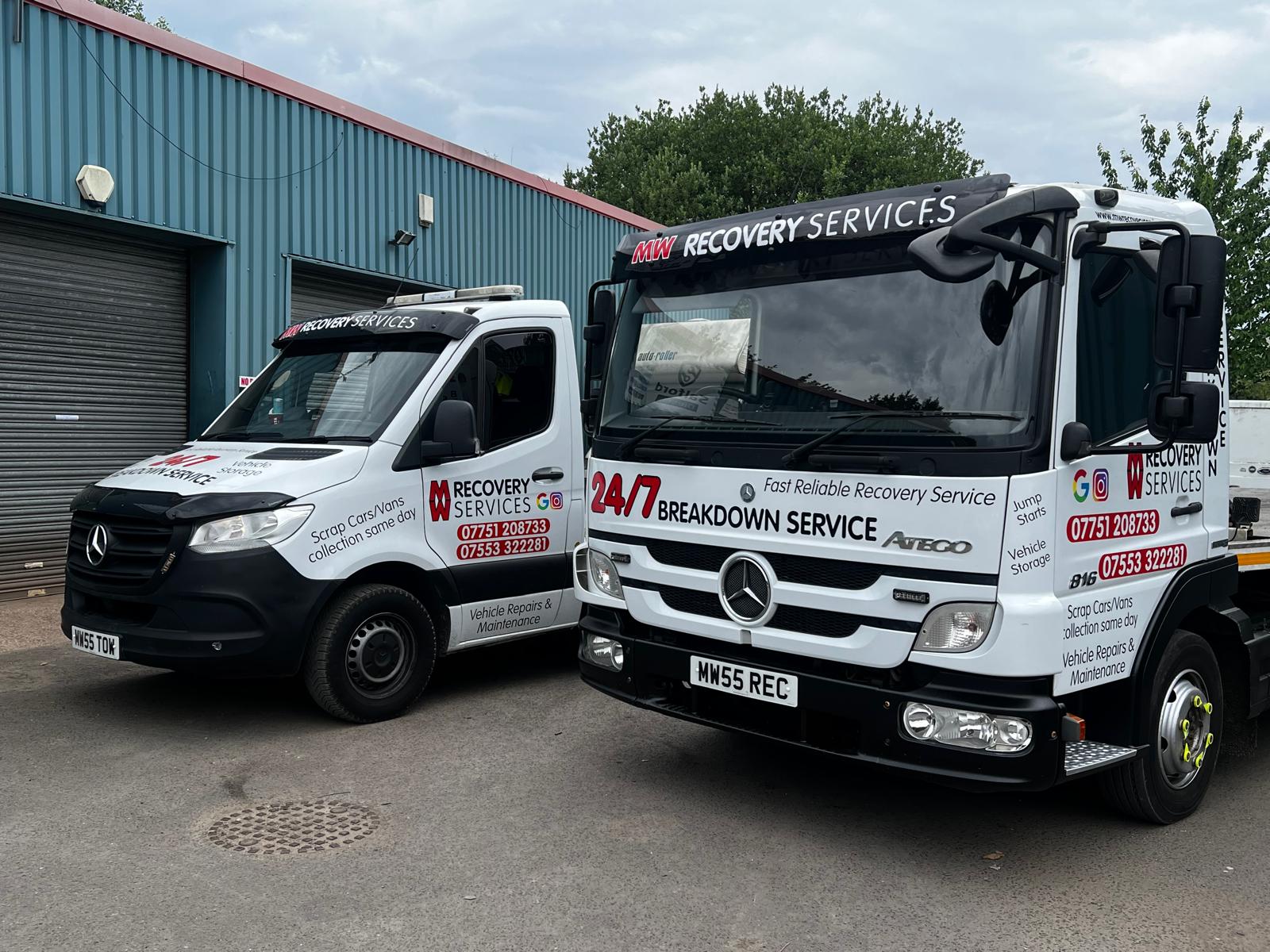 MW Recovery Services breakdown recovery truck in Manchester